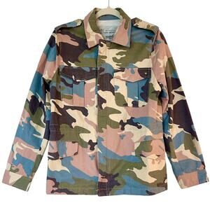 Zadig & Voltaire Kayak Camo Military Jacket Pastel Cotton Canvas Size Small